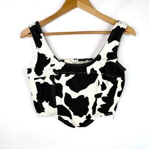 Lone Star Cow Print Corset Tank Top Medium